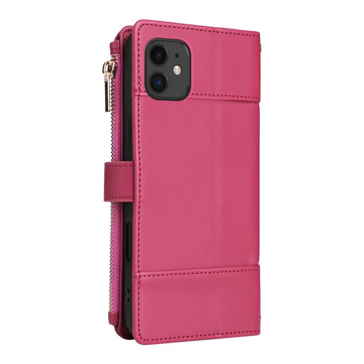 For iPhone 11 Crossbody Strap RFID Blocking Zipper Wallet Leather Phone Case