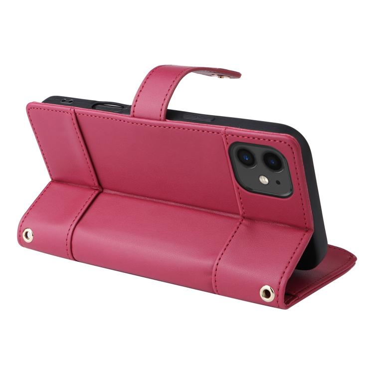 For iPhone 11 Crossbody Strap RFID Blocking Zipper Wallet Leather Phone Case