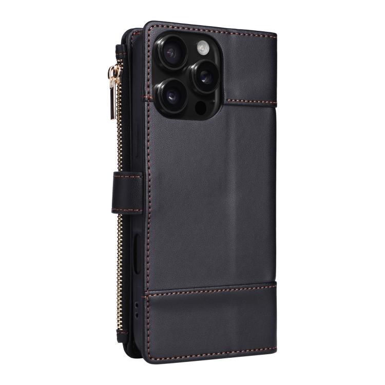 For iPhone 11 Pro Crossbody Strap RFID Blocking Zipper Wallet Leather Phone Case