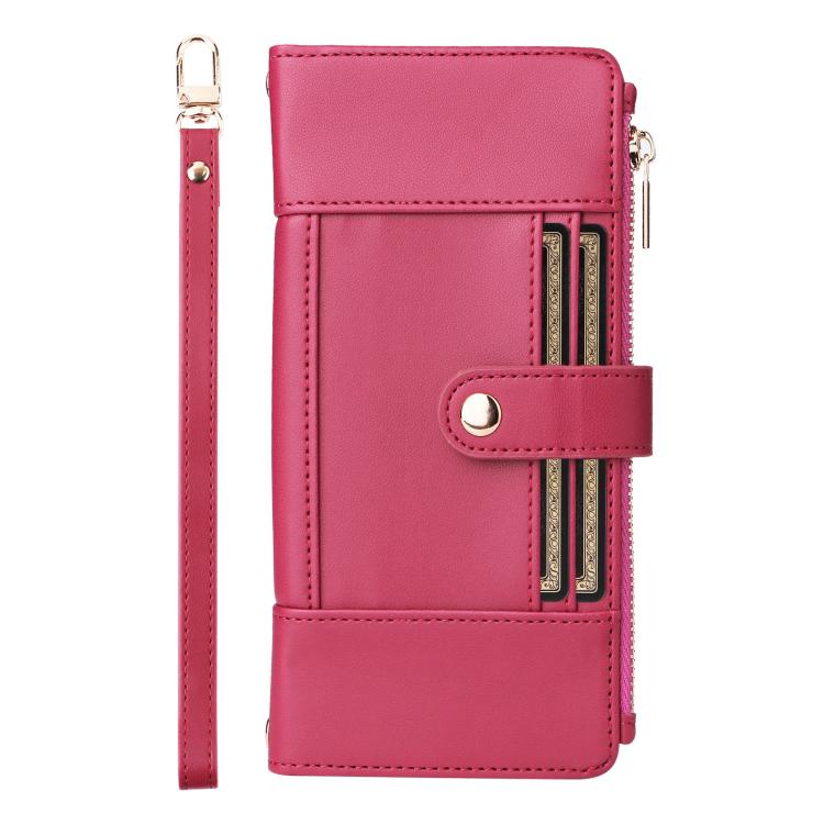 For iPhone 11 Pro Crossbody Strap RFID Blocking Zipper Wallet Leather Phone Case