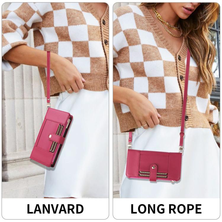 For iPhone 11 Pro Crossbody Strap RFID Blocking Zipper Wallet Leather Phone Case