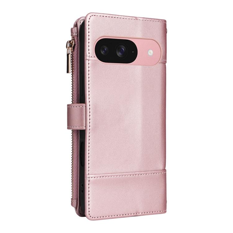 For Google Pixel 9 / 9 Pro Crossbody Strap RFID Blocking Zipper Wallet Leather Phone Case