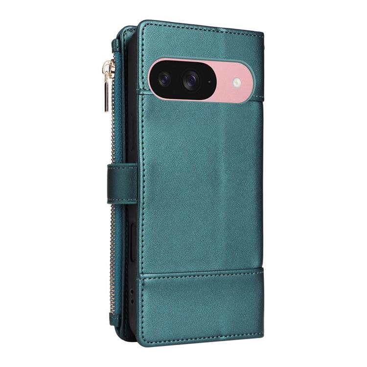For Google Pixel 9 / 9 Pro Crossbody Strap RFID Blocking Zipper Wallet Leather Phone Case