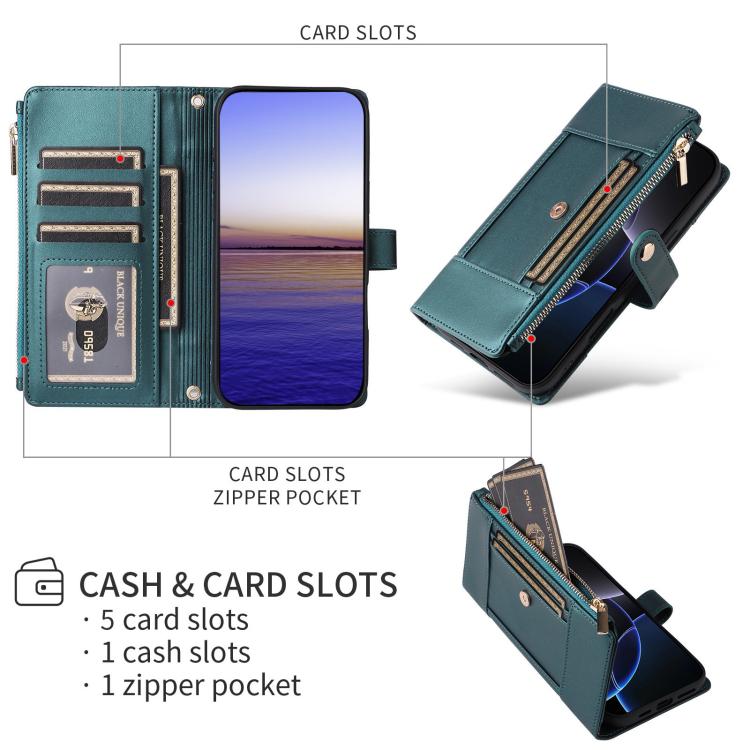 For Google Pixel 9 / 9 Pro Crossbody Strap RFID Blocking Zipper Wallet Leather Phone Case