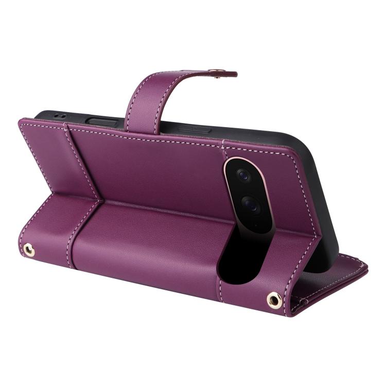For Google Pixel 9 / 9 Pro Crossbody Strap RFID Blocking Zipper Wallet Leather Phone Case