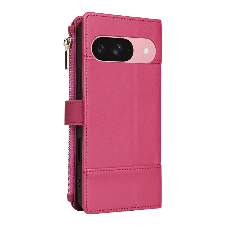 For Google Pixel 9 / 9 Pro Crossbody Strap RFID Blocking Zipper Wallet Leather Phone Case