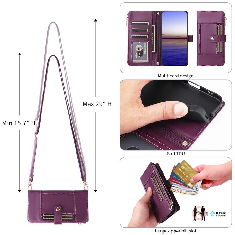 For Google Pixel 10 / 10 Pro Crossbody Strap RFID Blocking Zipper Wallet Leather Phone Case