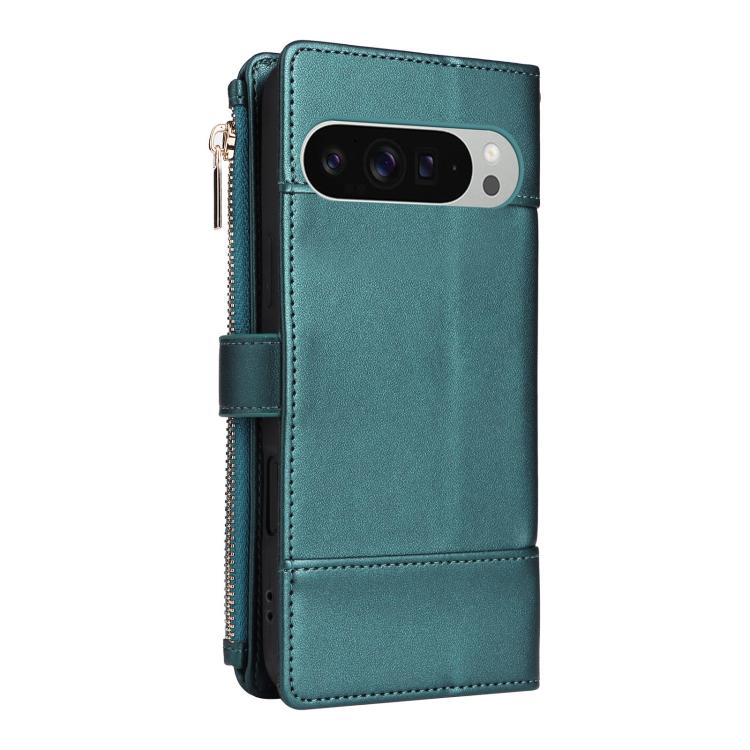 For Google Pixel 9 Pro XL Crossbody Strap RFID Blocking Zipper Wallet Leather Phone Case