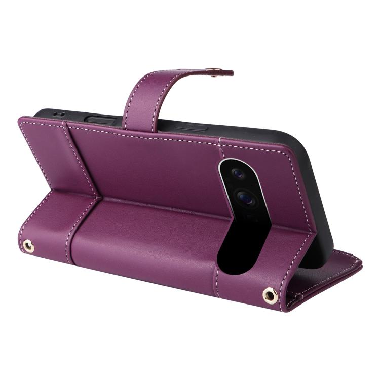 For Google Pixel 9 Pro XL Crossbody Strap RFID Blocking Zipper Wallet Leather Phone Case