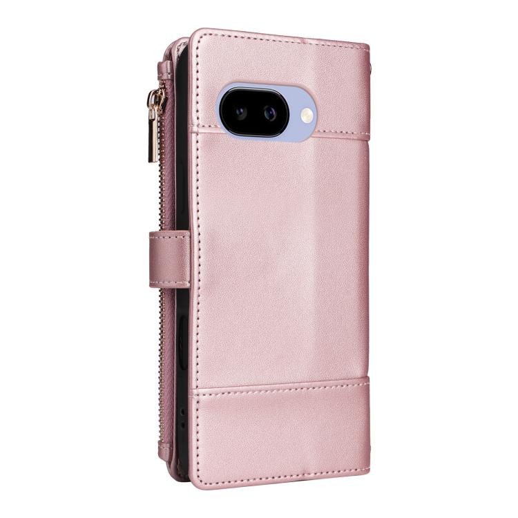 For Google Pixel 9a Crossbody Strap RFID Blocking Zipper Wallet Leather Phone Case
