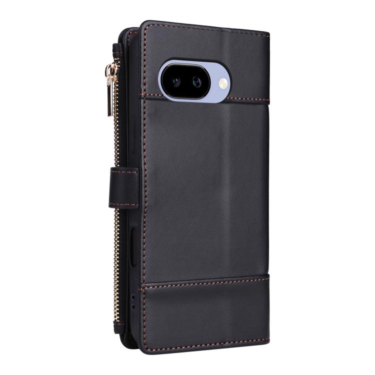 For Google Pixel 9a Crossbody Strap RFID Blocking Zipper Wallet Leather Phone Case