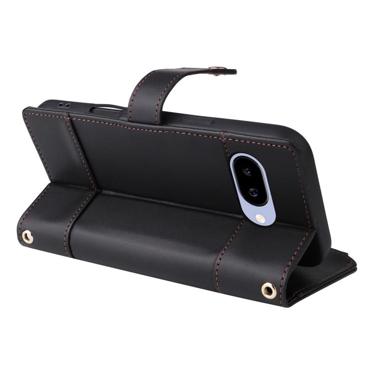 For Google Pixel 9a Crossbody Strap RFID Blocking Zipper Wallet Leather Phone Case