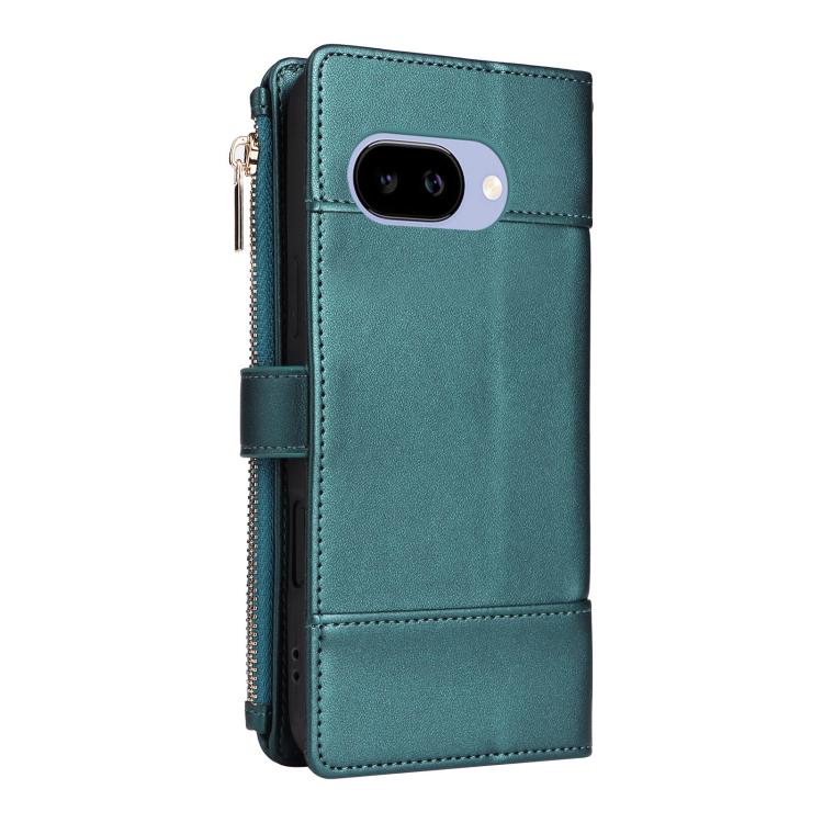For Google Pixel 9a Crossbody Strap RFID Blocking Zipper Wallet Leather Phone Case