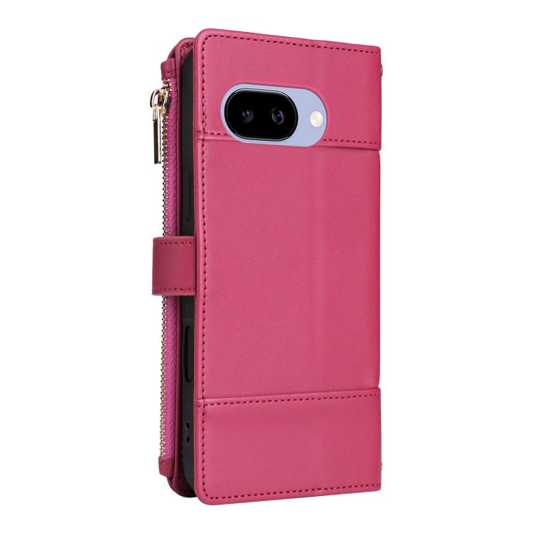 For Google Pixel 9a Crossbody Strap RFID Blocking Zipper Wallet Leather Phone Case