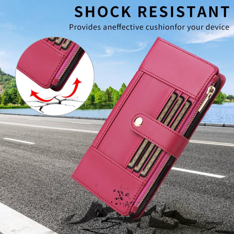 For Google Pixel 9a Crossbody Strap RFID Blocking Zipper Wallet Leather Phone Case