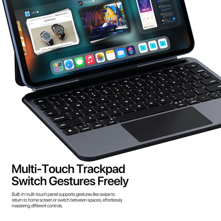 For iPad 2025 / 2022 DUX DUCIS MK Pro Series Floating Magnetic Keyboard Tablet Leather Case - Black