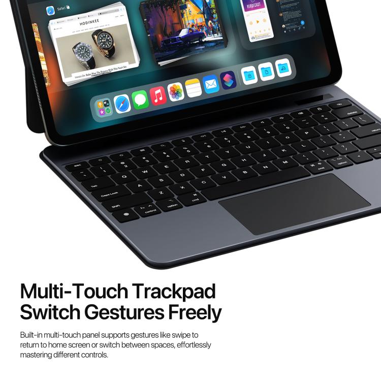 For iPad Air 13 2025 / iPad Pro 12.9 2022 DUX DUCIS MK Pro Series Floating Magnetic Keyboard Tablet Leather Case - Black