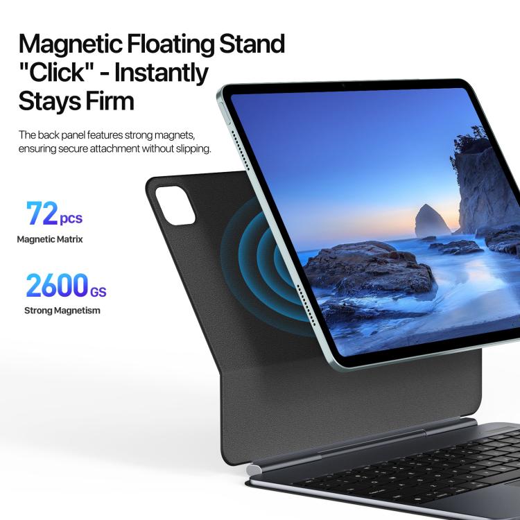 For iPad Air 13 2025 / iPad Pro 12.9 2022 DUX DUCIS MK Pro Series Floating Magnetic Keyboard Tablet Leather Case - Black