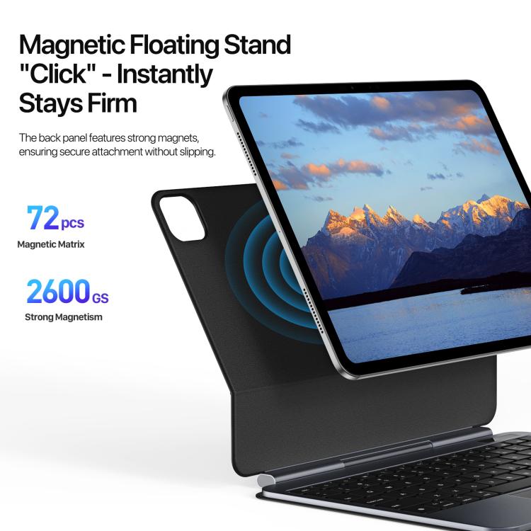 For iPad Pro 11 2024 DUX DUCIS MK Pro Series Floating Magnetic Keyboard Tablet Leather Case - Black