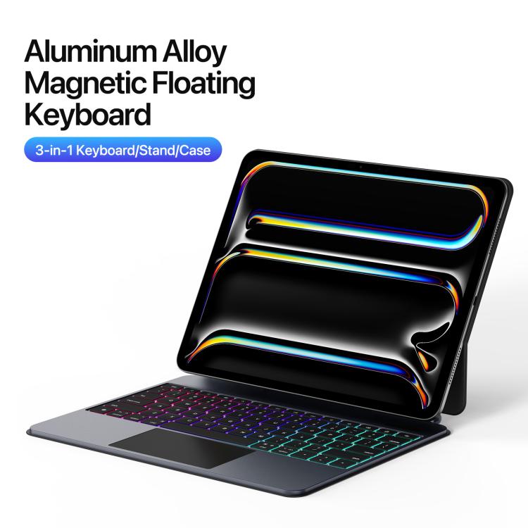 For iPad Pro 13 2024 DUX DUCIS MK Pro Series Floating Magnetic Keyboard Tablet Leather Case - Black