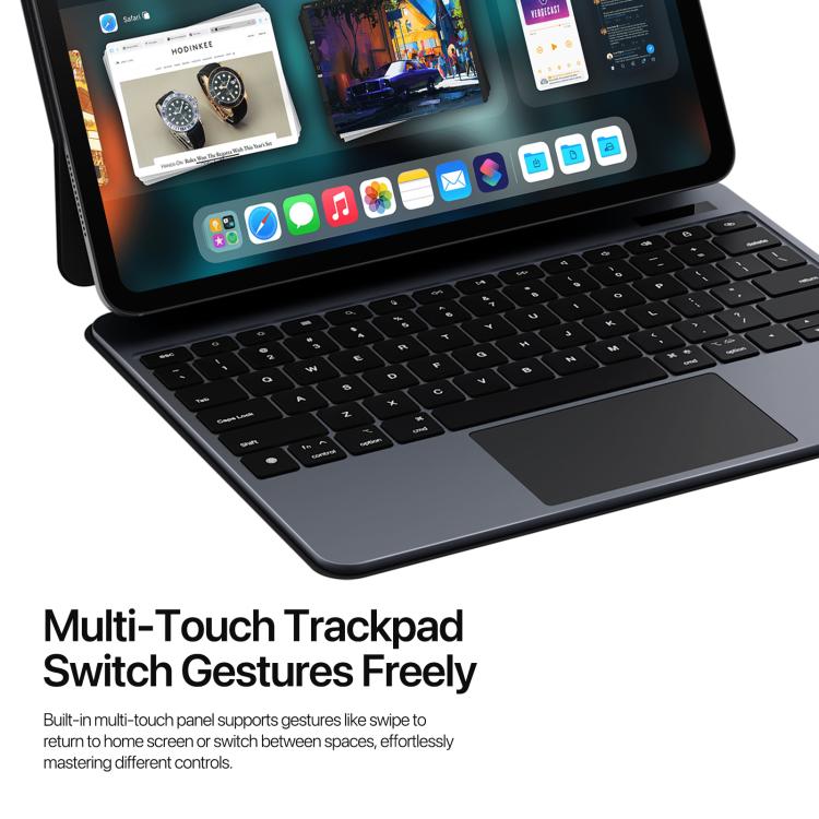 For iPad Pro 13 2024 DUX DUCIS MK Pro Series Floating Magnetic Keyboard Tablet Leather Case - Black