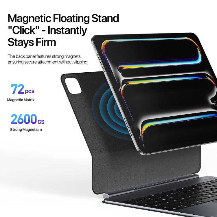 For iPad Pro 13 2024 DUX DUCIS MK Pro Series Floating Magnetic Keyboard Tablet Leather Case - Black
