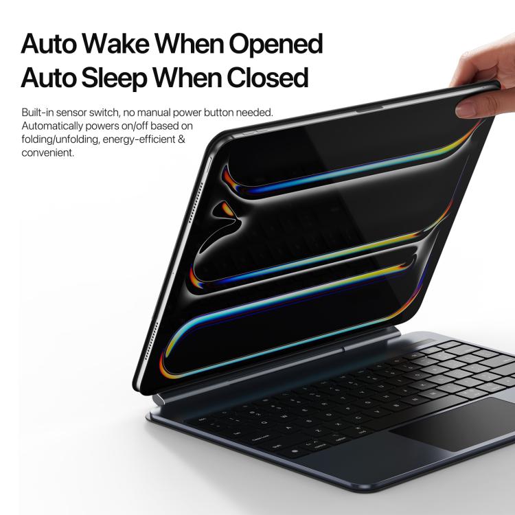 For iPad Pro 13 2024 DUX DUCIS MK Pro Series Floating Magnetic Keyboard Tablet Leather Case - Black