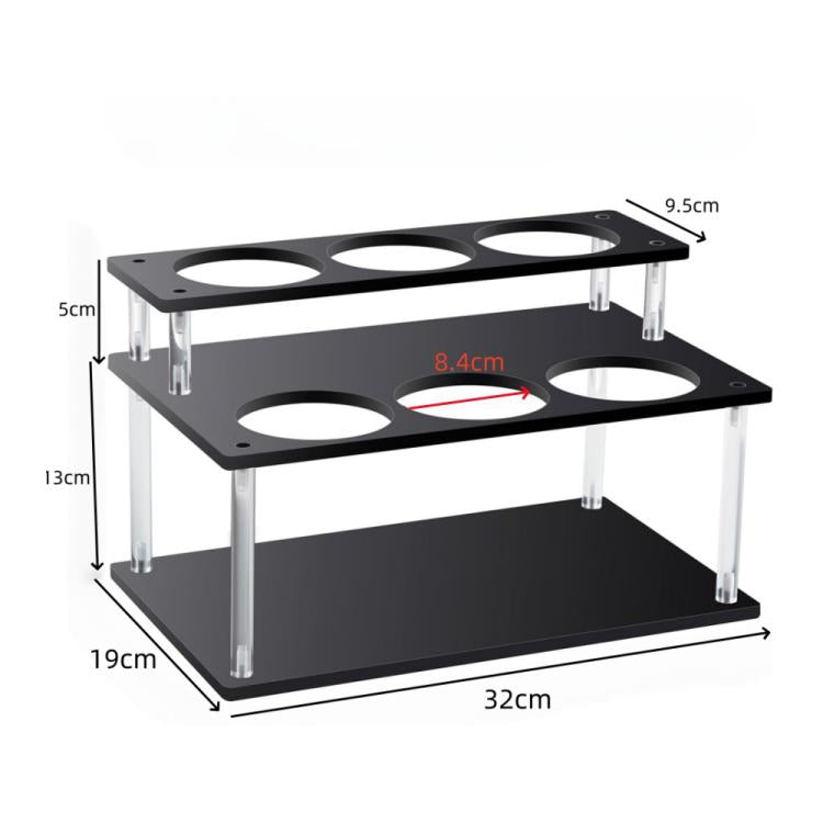 YX164 Acrylic 2 Tier Coffee Syrups Bottle Rack Organizer - Black