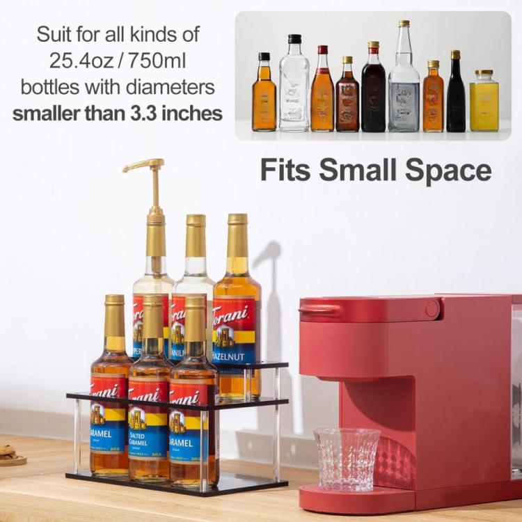 YX164 Acrylic 2 Tier Coffee Syrups Bottle Rack Organizer - Black