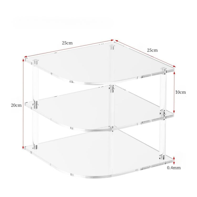 YX165 Acrylic 3 Tier Corner Plates and Bowls Organizer Shelf - Transparent