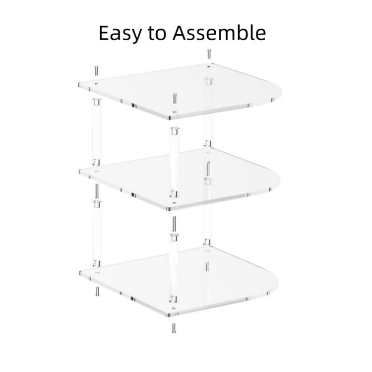 YX165 Acrylic 3 Tier Corner Plates and Bowls Organizer Shelf - Transparent