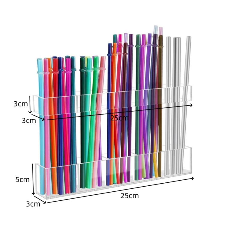 YX166 Acrylic Straw Wall Mount Bracket, with Double Sided Adhesion Stickers - Transparent