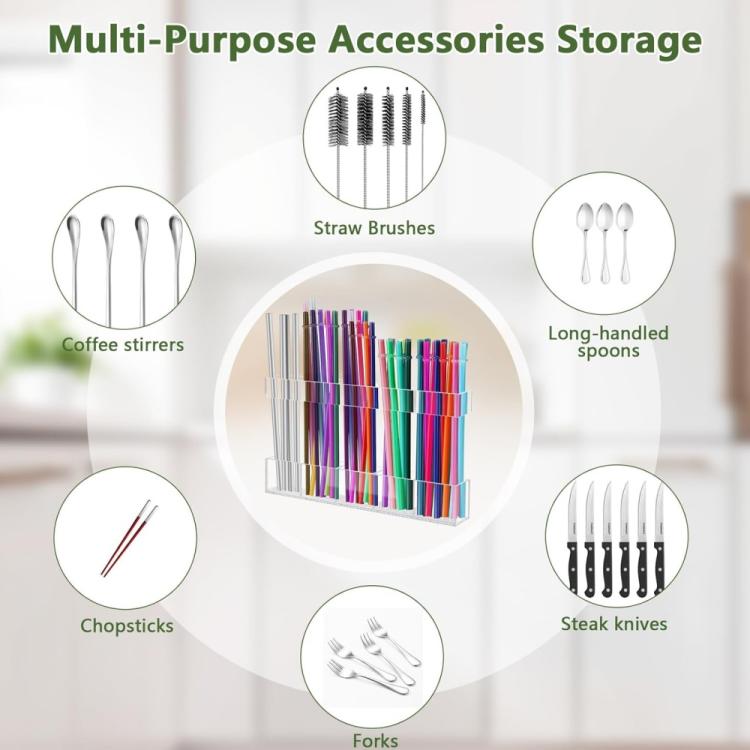YX166 Acrylic Straw Wall Mount Bracket, with Double Sided Adhesion Stickers - Transparent
