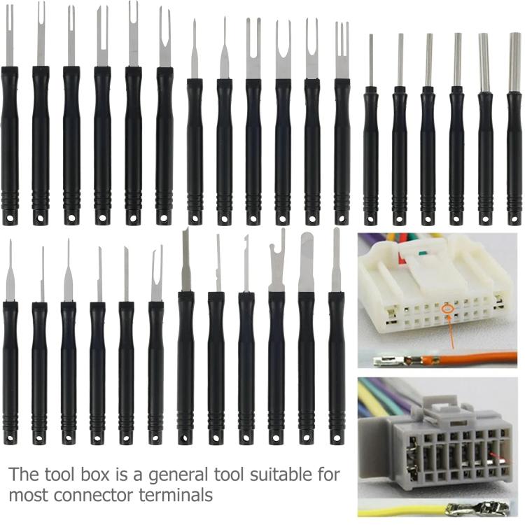 30pcs / Set Car Wire Harness Terminal Pin Removal Tool - Black Long Handle