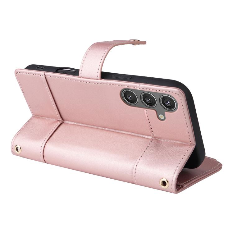For Samsung Galaxy S24 / S25 5G Crossbody Strap RFID Blocking Zipper Wallet Leather Phone Case