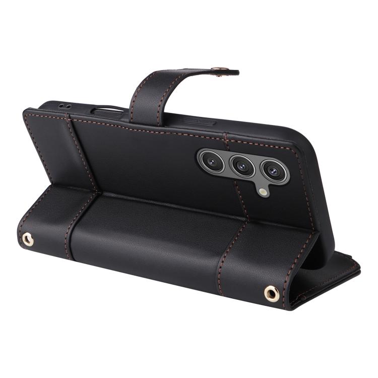 For Samsung Galaxy S24 / S25 5G Crossbody Strap RFID Blocking Zipper Wallet Leather Phone Case