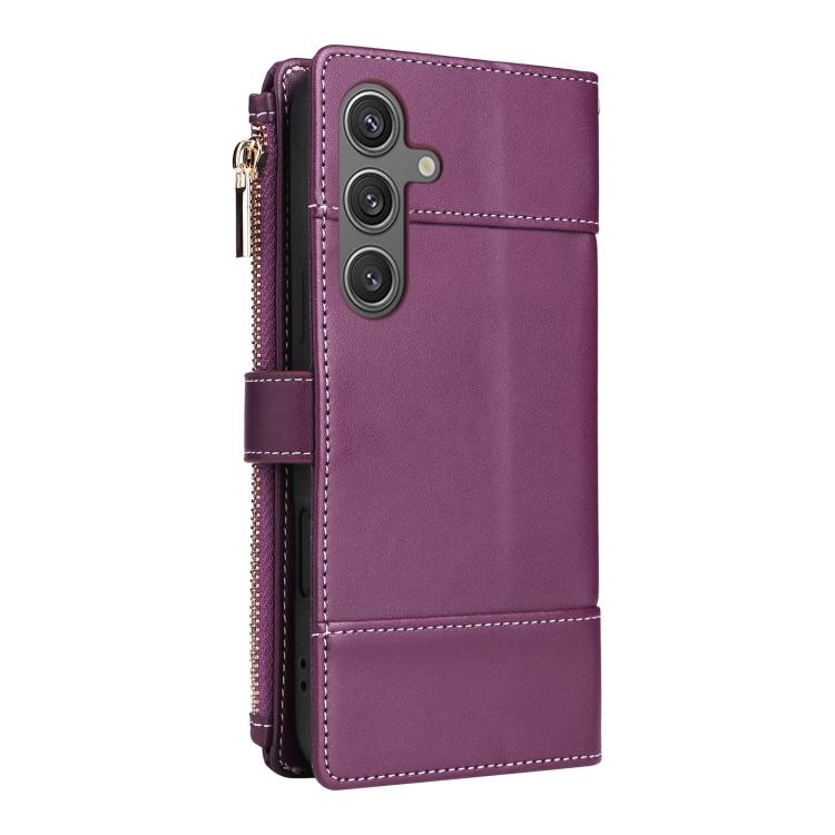 For Samsung Galaxy S24 / S25 5G Crossbody Strap RFID Blocking Zipper Wallet Leather Phone Case