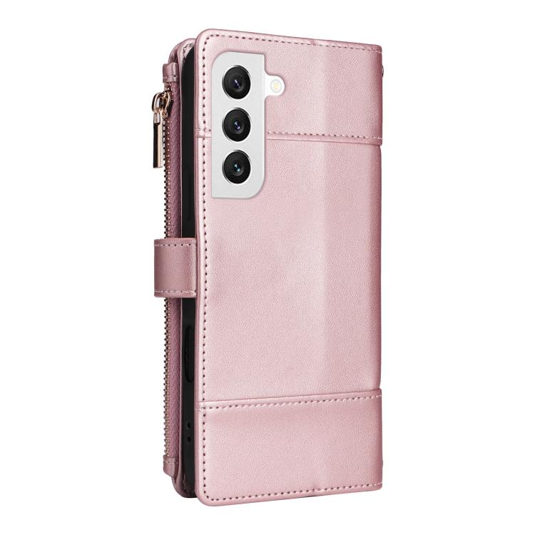 For Samsung Galaxy S22 5G Crossbody Strap RFID Blocking Zipper Wallet Leather Phone Case
