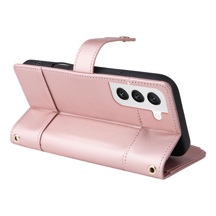 For Samsung Galaxy S22 5G Crossbody Strap RFID Blocking Zipper Wallet Leather Phone Case