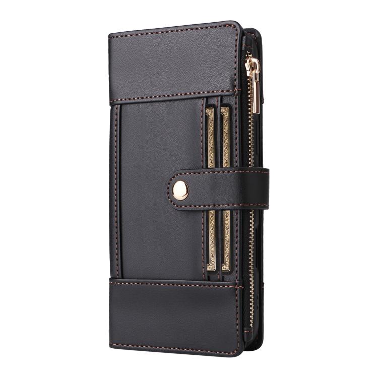 For Samsung Galaxy S22 5G Crossbody Strap RFID Blocking Zipper Wallet Leather Phone Case