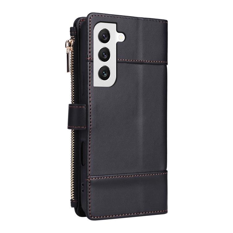 For Samsung Galaxy S22 5G Crossbody Strap RFID Blocking Zipper Wallet Leather Phone Case