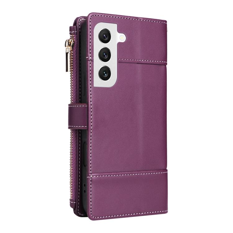 For Samsung Galaxy S22 5G Crossbody Strap RFID Blocking Zipper Wallet Leather Phone Case