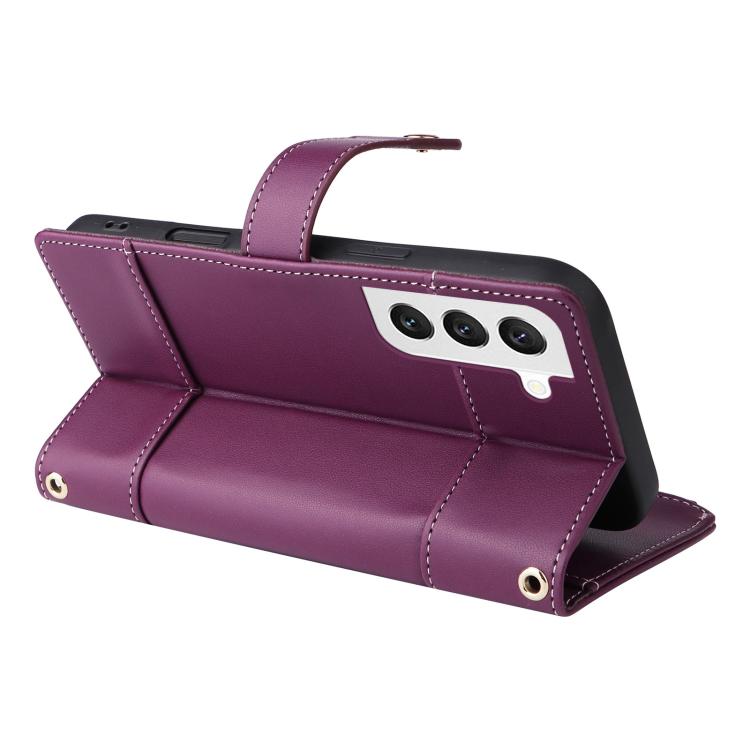 For Samsung Galaxy S22 5G Crossbody Strap RFID Blocking Zipper Wallet Leather Phone Case