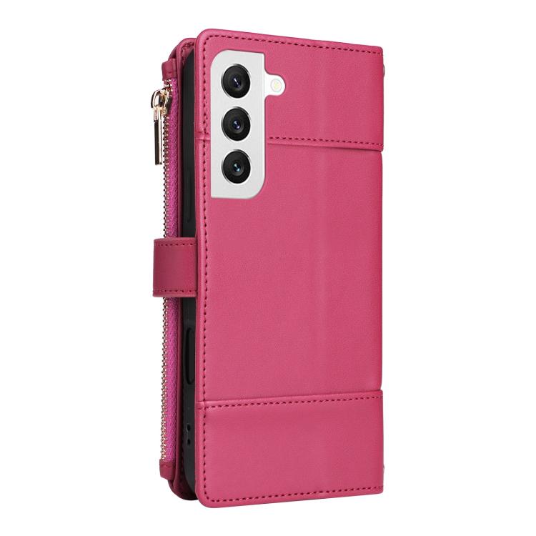 For Samsung Galaxy S22 5G Crossbody Strap RFID Blocking Zipper Wallet Leather Phone Case