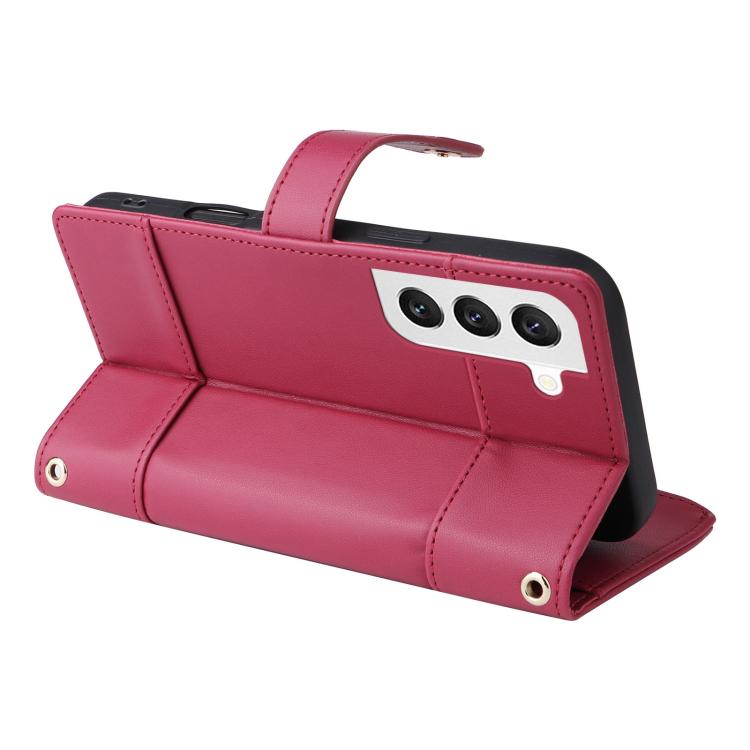 For Samsung Galaxy S22 5G Crossbody Strap RFID Blocking Zipper Wallet Leather Phone Case
