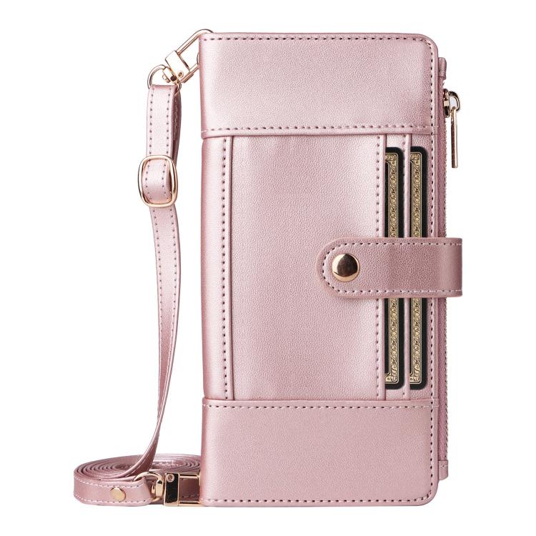 For Samsung Galaxy S21 5G Crossbody Strap RFID Blocking Zipper Wallet Leather Phone Case