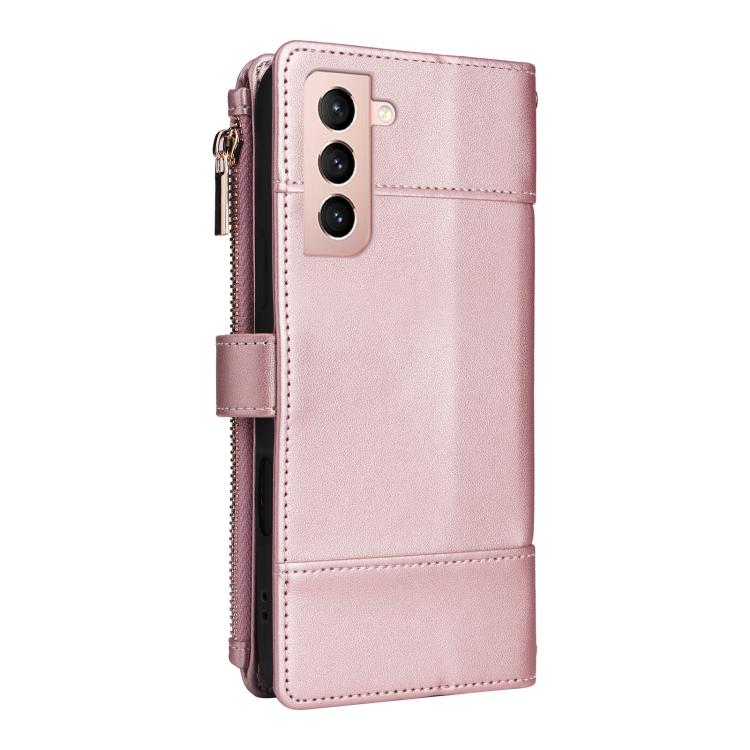 For Samsung Galaxy S21 5G Crossbody Strap RFID Blocking Zipper Wallet Leather Phone Case