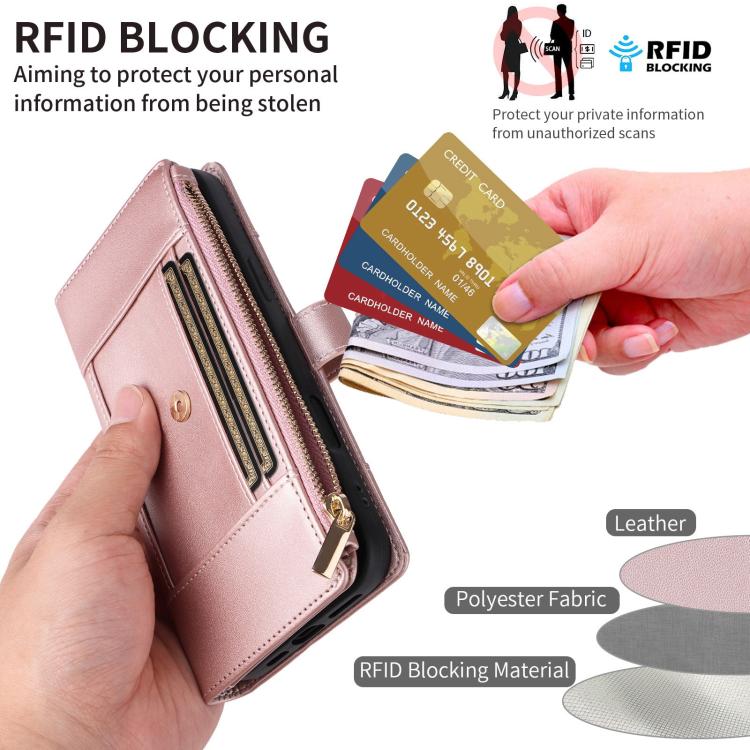 For Samsung Galaxy S21 5G Crossbody Strap RFID Blocking Zipper Wallet Leather Phone Case