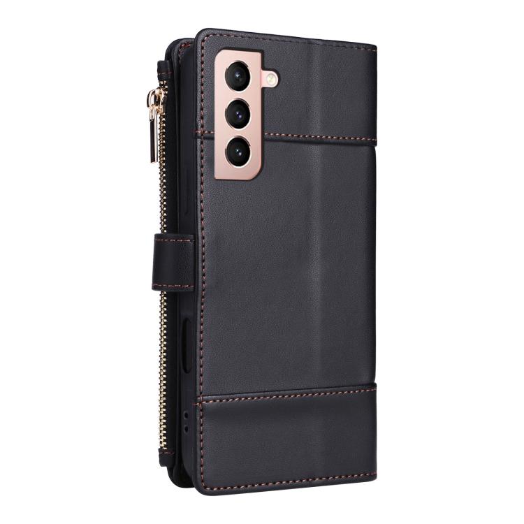 For Samsung Galaxy S21 5G Crossbody Strap RFID Blocking Zipper Wallet Leather Phone Case