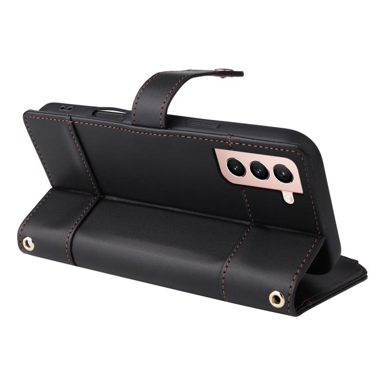 For Samsung Galaxy S21 5G Crossbody Strap RFID Blocking Zipper Wallet Leather Phone Case